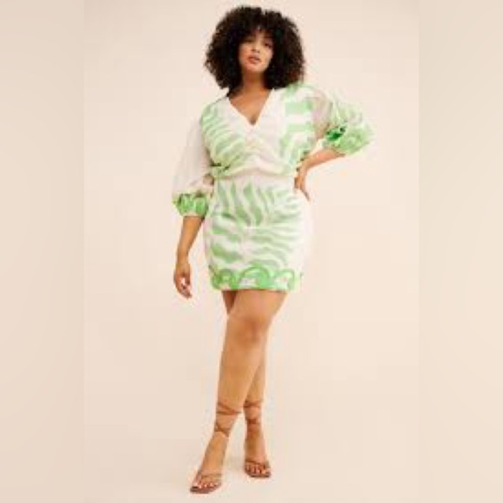 Nuuly Green Leaf Pattern Mini Dress